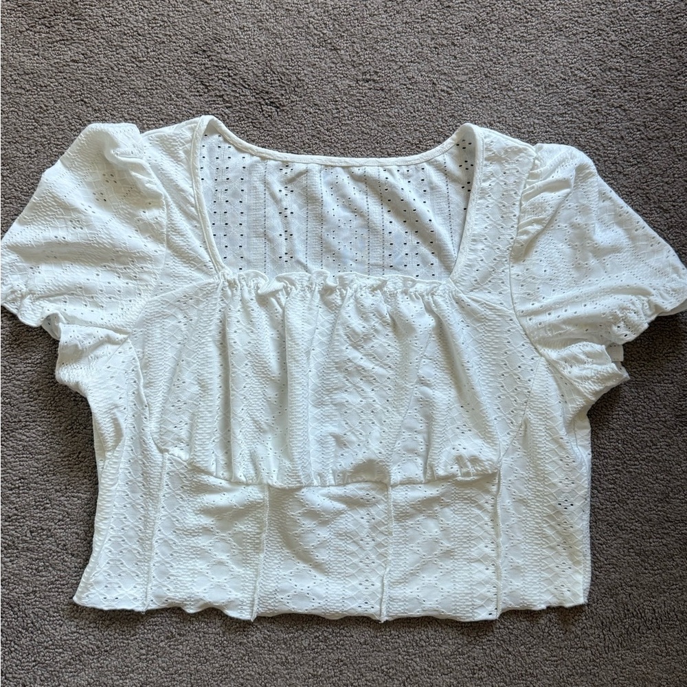 SHEIN White Eyelet Blouse
